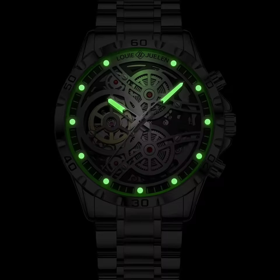 Louie Juelen Luxury Skeleton Stainless Steel Watch | Perfect for Gifts.