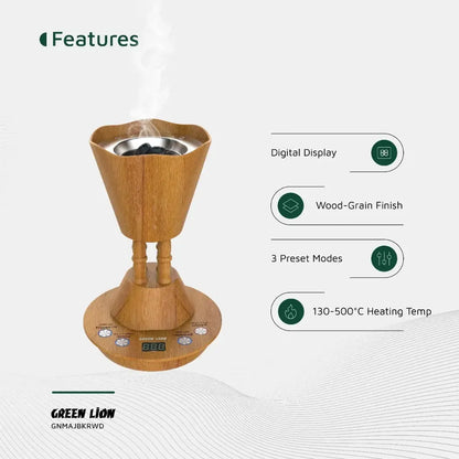 Green Lion Majlis Electric Bakhour Burner - Wooden
