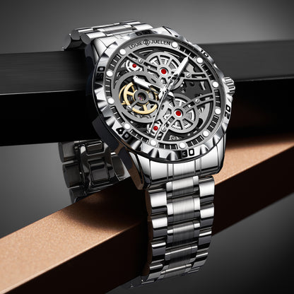 Louie Juelen Luxury Skeleton Stainless Steel Watch | Perfect for Gifts.
