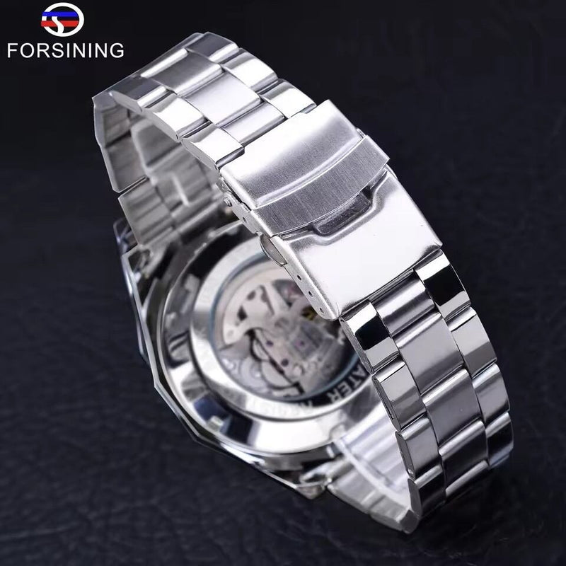 Forsining Automatic Steel Watch | Sporty luxury look detail view