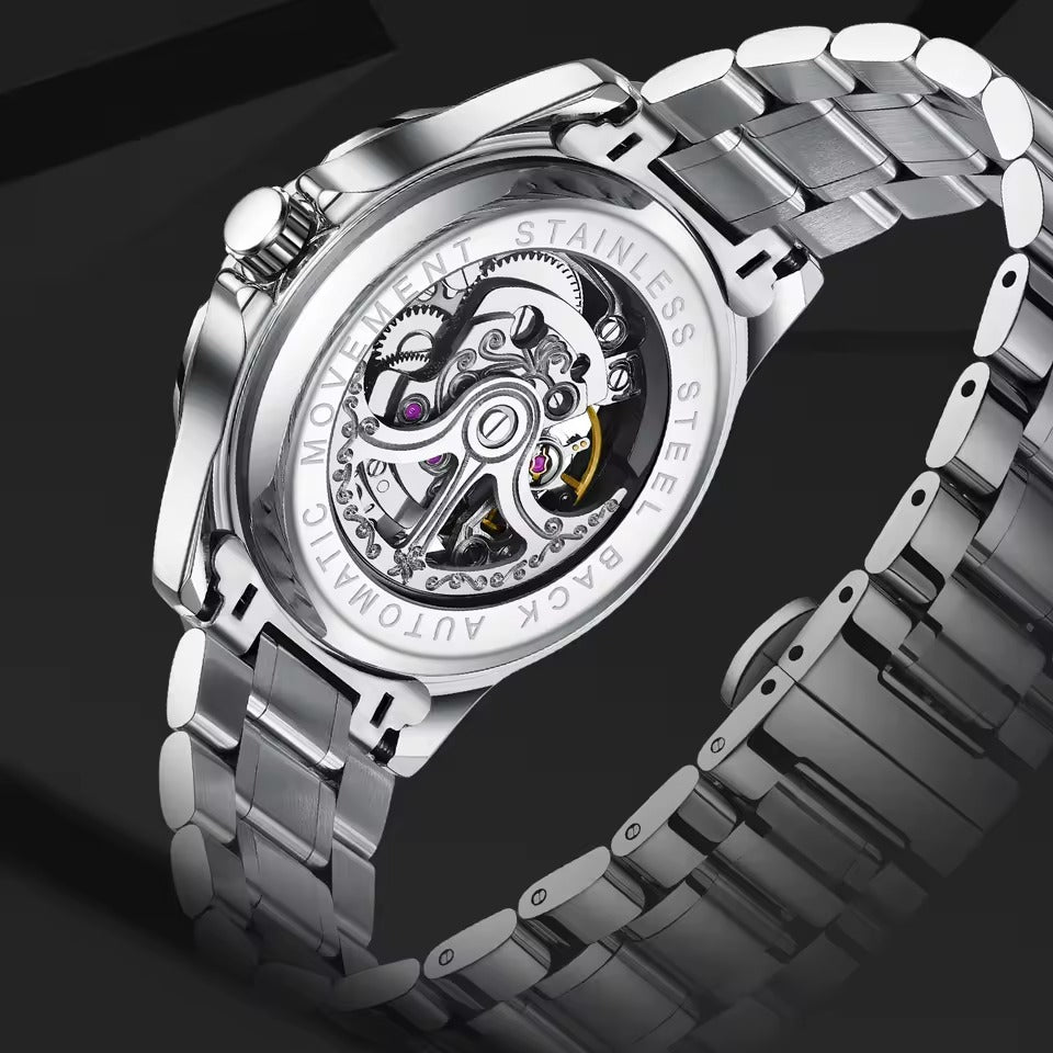 Louie Juelen Luxury Skeleton Stainless Steel Watch | Perfect for Gifts.